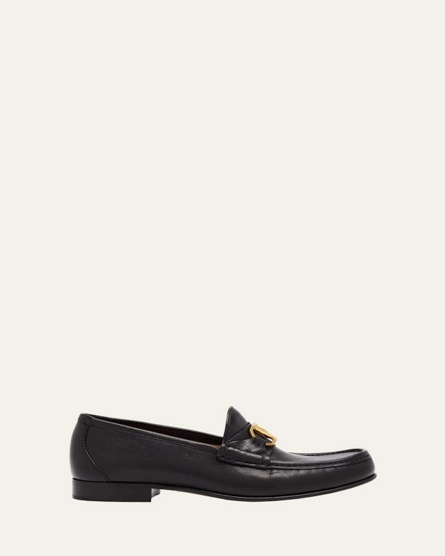 VLogo Medallion Leather Loafers